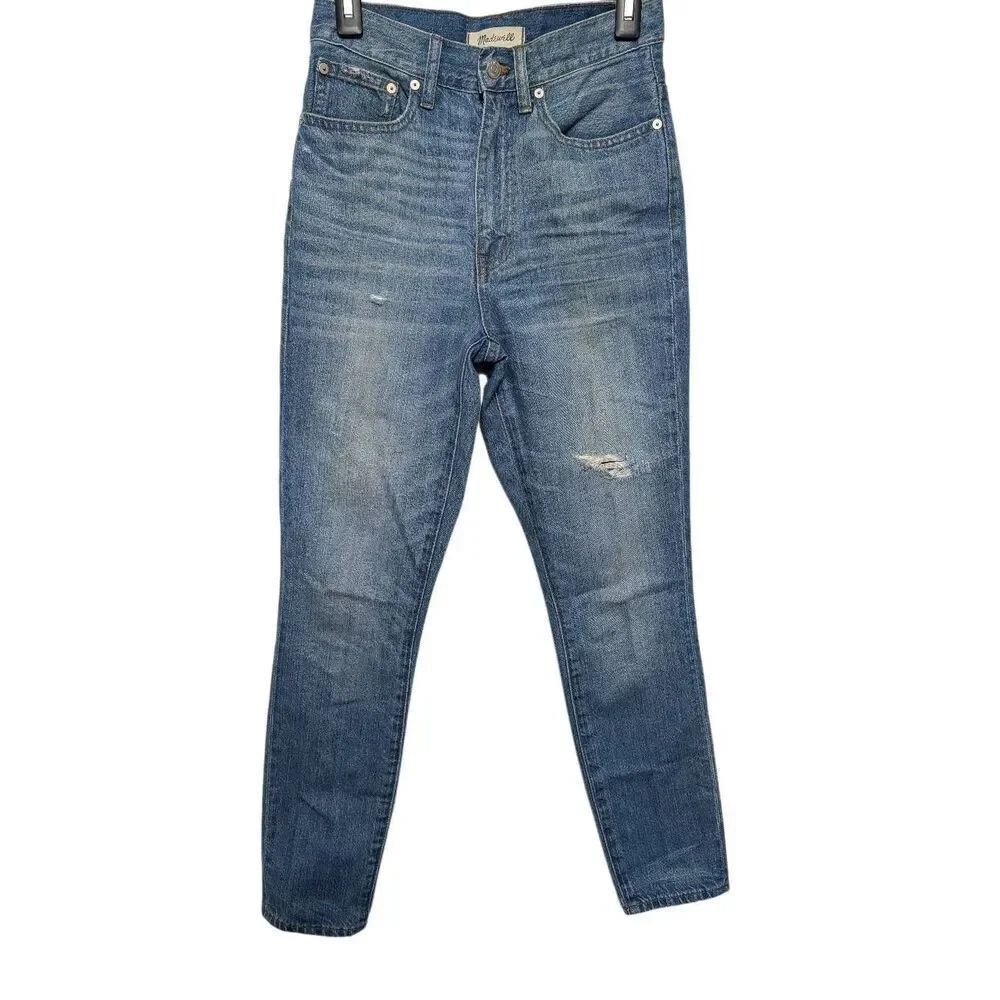 Madewell rigid skinny high waisted distressed style jeans